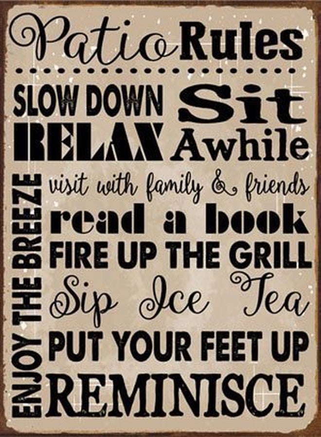 Homebody Accents ”Patio Rules” Metal Sign - Welcome to the Porch - Outdoor Deck Sign for Porch Wall Decor, Positive Thinking, Back Patio Art, Made in USA, Rustic Weatherproof