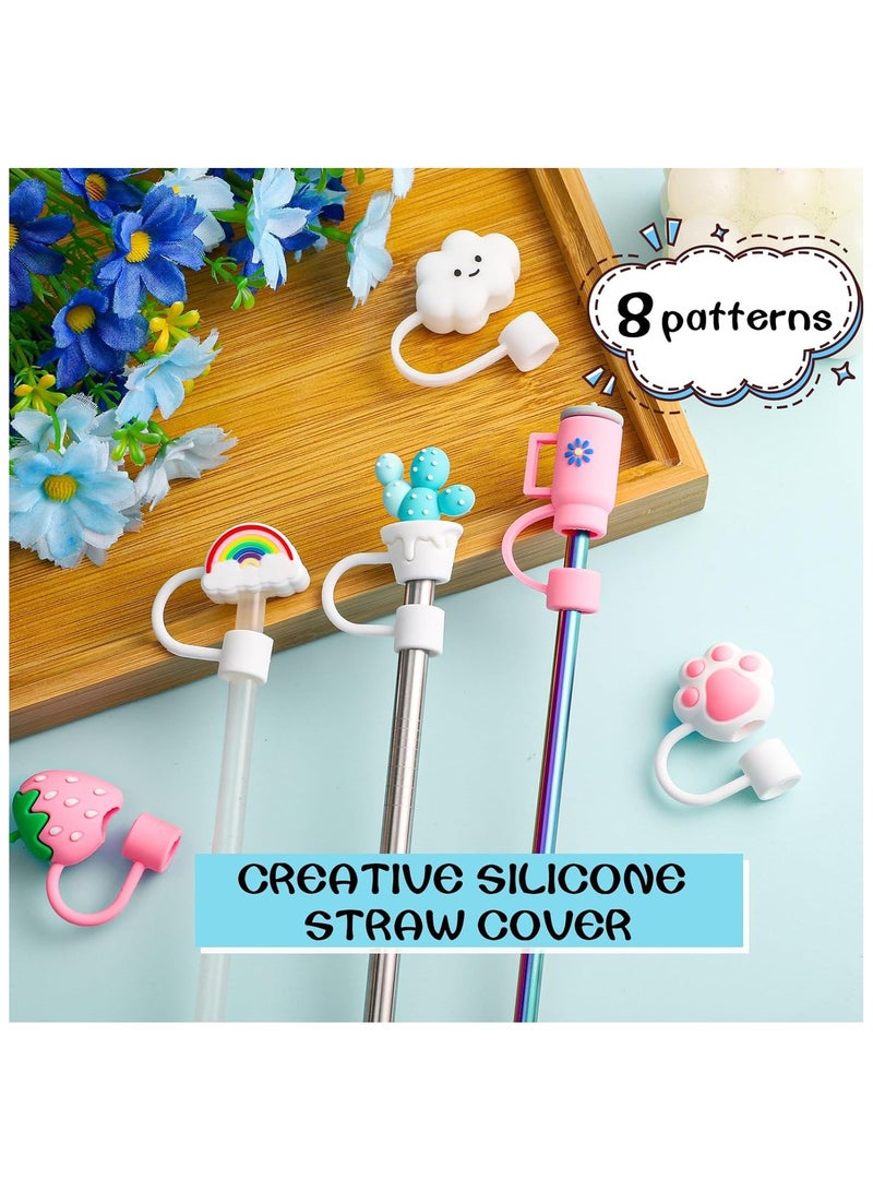 8 PCS Straw Covers Cap, Straw Cover for Stanley 30&40 Oz Tumbler, Cute Straw Caps in Various Shapes Silicone Straw Toppers, Drinking Straw Caps for 0.4 Inch/10 mm Straw Tips  - Image 3