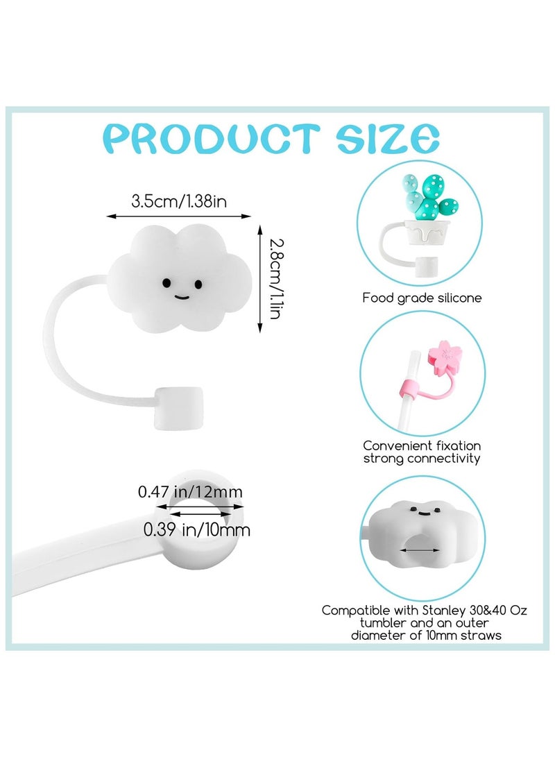 8 PCS Straw Covers Cap, Straw Cover for Stanley 30&40 Oz Tumbler, Cute Straw Caps in Various Shapes Silicone Straw Toppers, Drinking Straw Caps for 0.4 Inch/10 mm Straw Tips  - Image 2