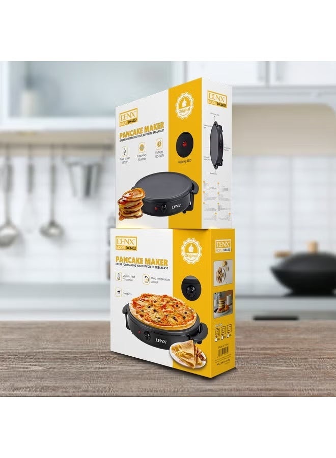 دينكس صانعة كريب وبانكيك كهربائية للشوي الكهربائي بقطر 30 سم - صفيحة تسخين كهربائية غير لاصقة بدرجات حرارة متغيرة أسود للدوسا والأومليت وكريب العيد والبانكيك والريجاج والأنجيرو، - Image 2