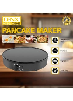 Denx 30cm Electric Grill Electric Crepe and Pancake Maker - Black Variable Temperature Non-Stick Electric Hot Plate for Dosa, Omelette, Eid Crepes, Pancakes, Reggae, Anjiro,  - Image 1