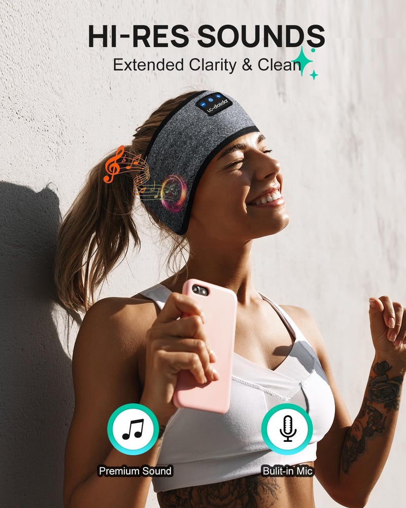 LC-dolida Sleep Headphones Bluetooth Headband, Headband Headphones Over Ear Bluetooth 5.4 Sleeping Earbuds Earphones, Ideal Gifts Wireless Headphones for Men Women Kids Boys Girls Side Sleepers - Image 3