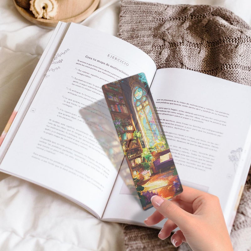 MENIFEND 10 Pcs Secret Library Bookmarks Set, Stained Glass Aesthetic Book Mark for Book Lovers, Transparent Matte PVC Book Marker Clips Gifts for Bookworms and Reading Accessories (6 x 2 Inch) - Image 5