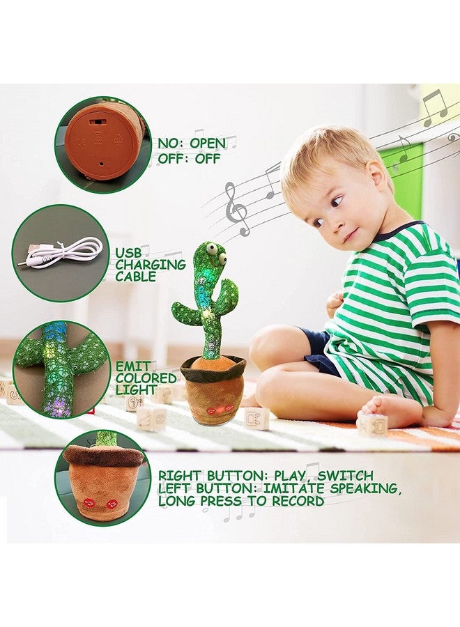 Smart Picks Dancing Cactus,Cactus Plush Toy with Led Lights and Chargeable, Wriggle Singing Recording Repeats What You Say Funny Educational Toy for Boys and Girls  - Image 4