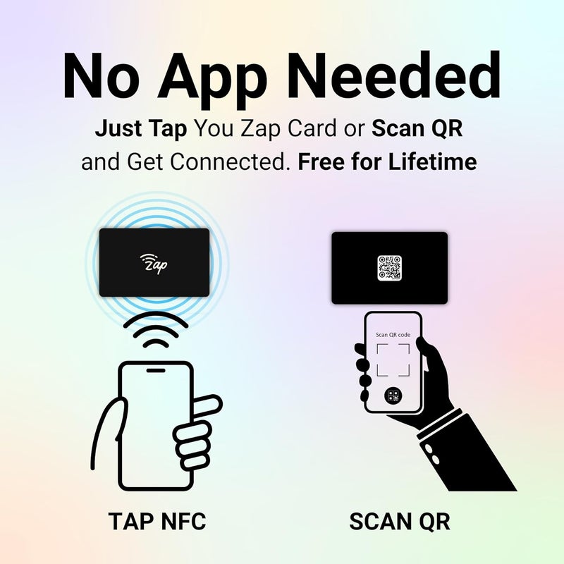 Tinydabba Zap NFC Smart Digital Business Card – Tap to Share Contact & Social Media Instantly | No App Needed | QR + NFC Card | Reusable Contactless Networking Card | PVC | Jet Black - Image 2