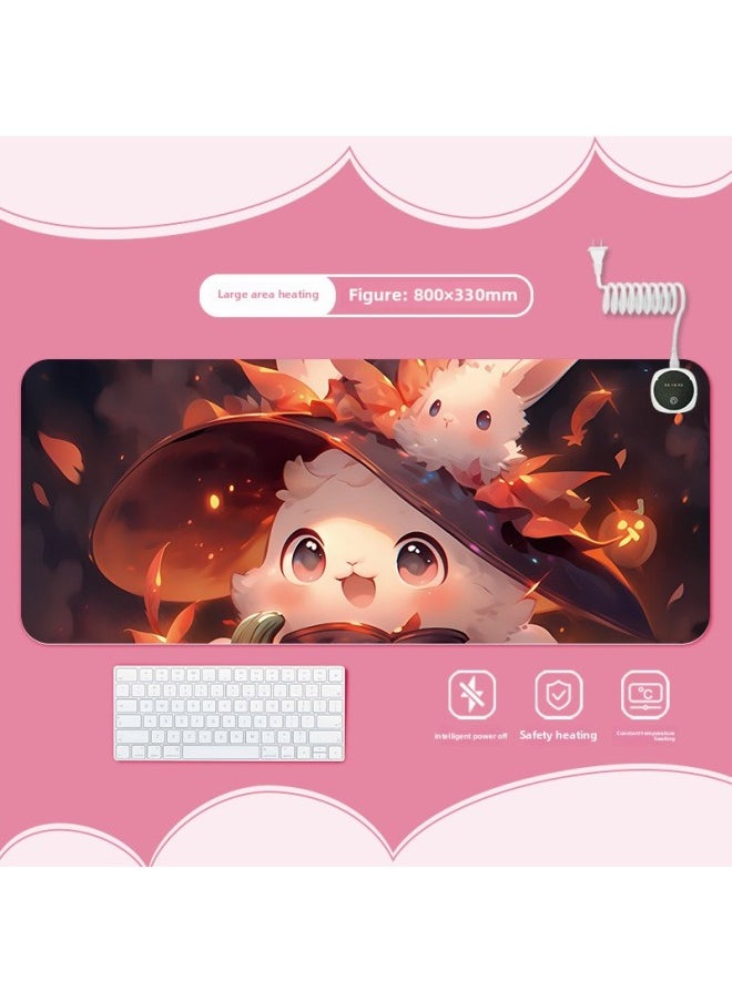 Healing Rabbit Heating Heating Pad Warm Table Pad Office Computer Desktop Heating Mouse Pad-Color:700x330mm-Pattern:Jr-healing Rabbit 109  - Image 1