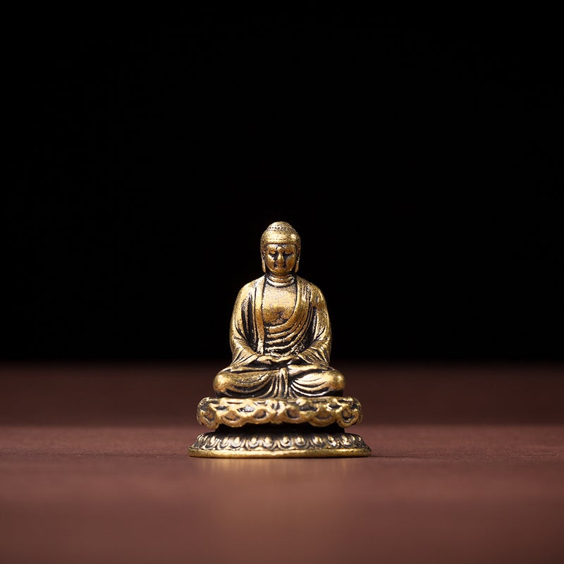 Retro Brass Buddha Statues Guanyin Sakyamuni Home Decoration Crafts Ksitigarbha Bodhisattva Bronze Stall Brass-[old] Lotus Buddha