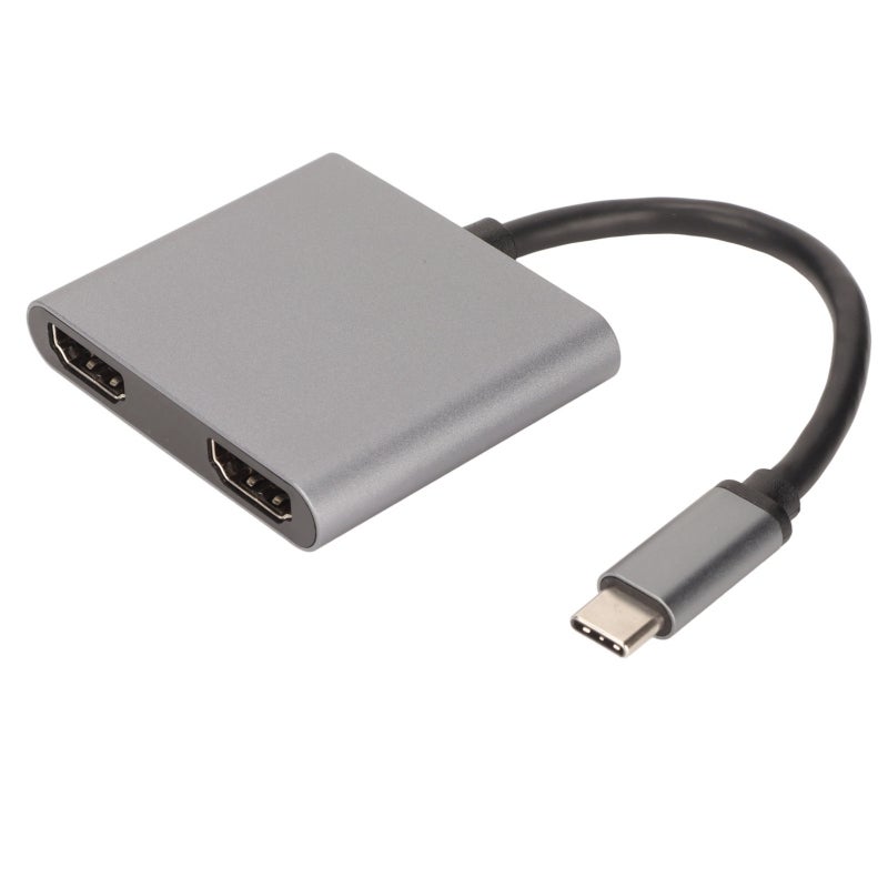 USB C To Dual HDMI Hub: 4K 60Hz Resolution, No Latency - Interference Resistant, Aluminum Alloy Housing Dual Monitor Adapter for Laptop, Phone, Tablet, HDTV, Monitor, Projector - Image 1