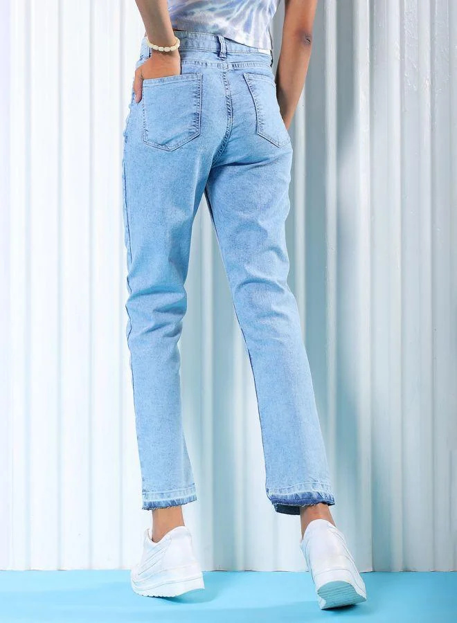 Freehand Women Straight Fit Solid High-Rise Jeans