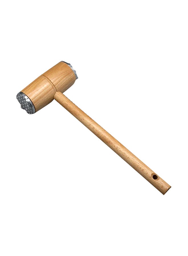 Wooden Meat Mincer Ha mmer Brown and Silver 4.5 x 28.6 x 9.5 cm HB8122CC