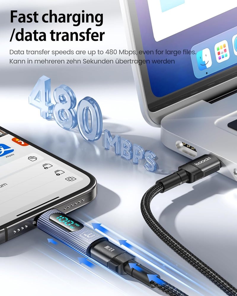 INICIO 100W USB C Adapter (2 Pack) Type C Male to Female Power Meter Tester with LED Display for MacBook iPad Pro Air iPhone 17 16 15 Galaxy S25 S24 S23 Pixel 10 9 8 & More USB-C Phones Laptops - Image 4