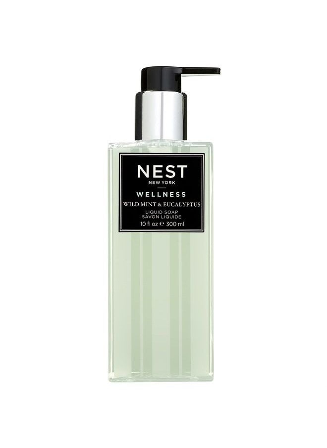 NEST FRAGRANCES Liquid Soap, Wild Mint & Eucalyptus - 10 fl oz - Cleanses & Nourishes Skin - Approx. 300 Pumps Per Bottle - Gluten Free & Cruelty Free  - Image 1