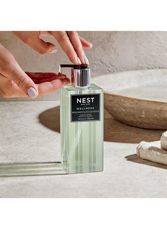 NEST FRAGRANCES Liquid Soap, Wild Mint & Eucalyptus - 10 fl oz - Cleanses & Nourishes Skin - Approx. 300 Pumps Per Bottle - Gluten Free & Cruelty Free  - Image 2