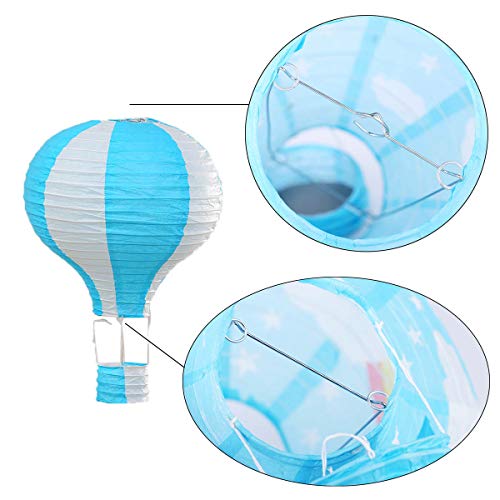 Famgee 12 inch Hanging Hot Air Balloon Paper Lanterns Set Decoration Birthday Wedding Christmas Party Decor Gift Stripe Set Pack of 6 - Image 5