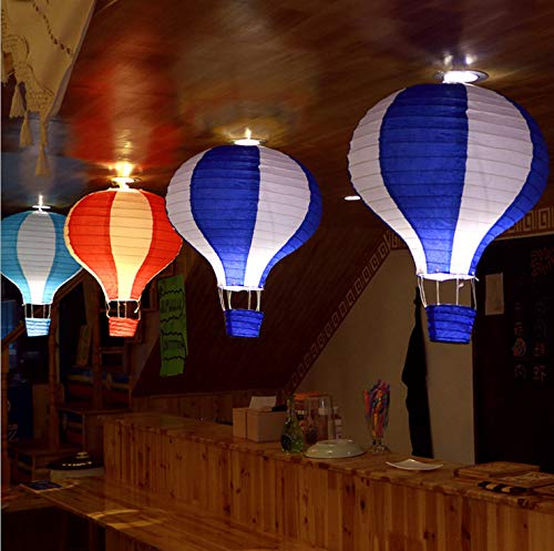 Famgee 12 inch Hanging Hot Air Balloon Paper Lanterns Set Decoration Birthday Wedding Christmas Party Decor Gift Stripe Set Pack of 6 - Image 4