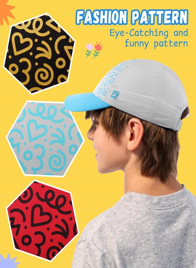 GADIEMKENSD قبعة بيسبول للأطفال من جادييمكنسد بنمط كاليودوسكوب، قبعة شمسية للأطفال مع حماية من الأشعة فوق البنفسجية، قبعات بيسبول للأطفال الصغار للبنين والبنات لصيف الشاطئ والمدرسة باللونين الأسود والأحمر 4-9 سنوات - Image 3