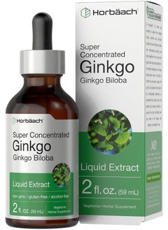 Horbaach Ginkgo Biloba Leaf Liquid Extract 2 oz | Alcohol-Free, Vegetarian, Non-GMO, Gluten Free | Memory Support