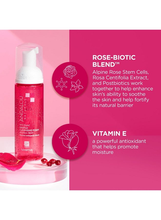 Andalou Naturals - Face Wash 1000 Roses Gentle Cleansing Foam Sensitive Skin Facial Cleanser With Hydrating Vitamin E & Rosebiotic Blend Removes Makeup Oil & Impurities 5.5 Fl Oz - Image 1