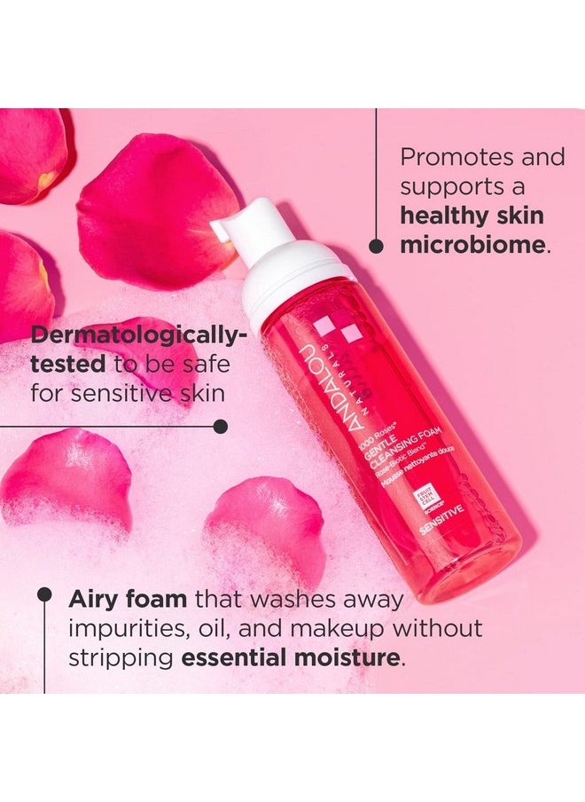 Andalou Naturals - Face Wash 1000 Roses Gentle Cleansing Foam Sensitive Skin Facial Cleanser With Hydrating Vitamin E & Rosebiotic Blend Removes Makeup Oil & Impurities 5.5 Fl Oz - Image 1