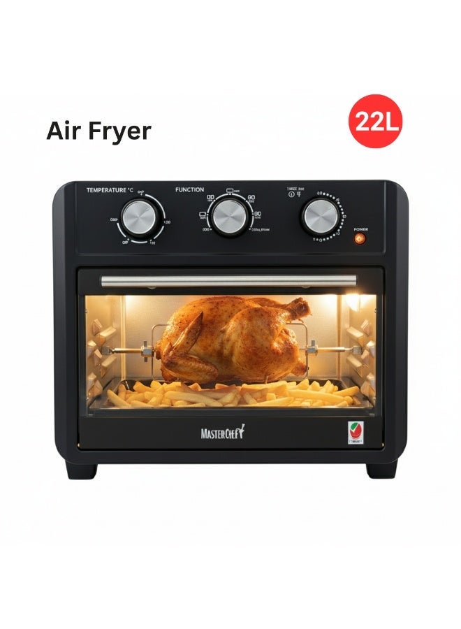 ماستر شيف قلاية ماسترشيف الهوائية 7 في 1 22 لتر 1700 وامقلاة هوائية متعددة الوظائف 7 في 1 مع 7 ملحقات تحكم يدوي بثلاث خطوات ، سعة 22 لترًا واسعةط و 7 ملحقات - Image 1