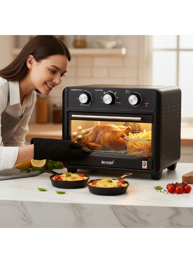 ماستر شيف قلاية ماسترشيف الهوائية 7 في 1 22 لتر 1700 وامقلاة هوائية متعددة الوظائف 7 في 1 مع 7 ملحقات تحكم يدوي بثلاث خطوات ، سعة 22 لترًا واسعةط و 7 ملحقات - Image 2