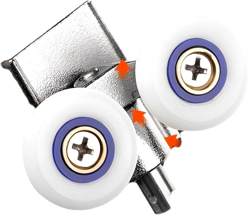 2 Pcs Shower Door Rollers, 1 in Wheel, for Curved Doors, Stainless Steel, Bathroom Sliding Pulley with Anti-Collision Block - Image 1