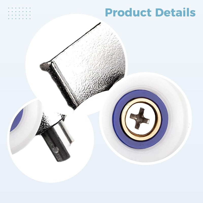 2 Pcs Shower Door Rollers, 1 in Wheel, for Curved Doors, Stainless Steel, Bathroom Sliding Pulley with Anti-Collision Block - Image 4