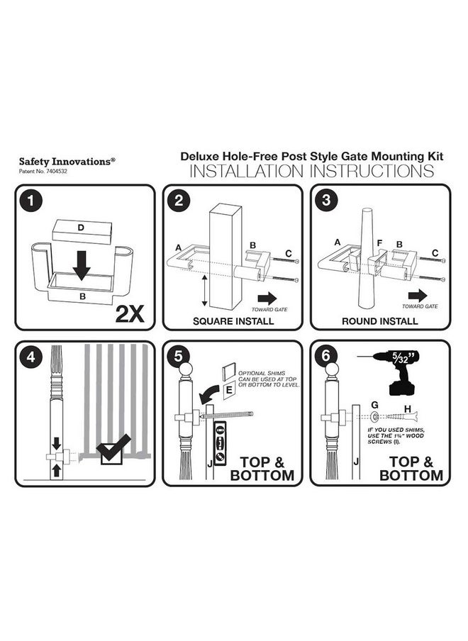 Safety Innovations - No Hole Stairway Baby Gate Mounting Kit Fits Posts From 2 34 Inches To 3 58 Inches Wide With Square Or Round Tops No Adhesives On Or Screws In Your Posts (1Pack) - Image 1
