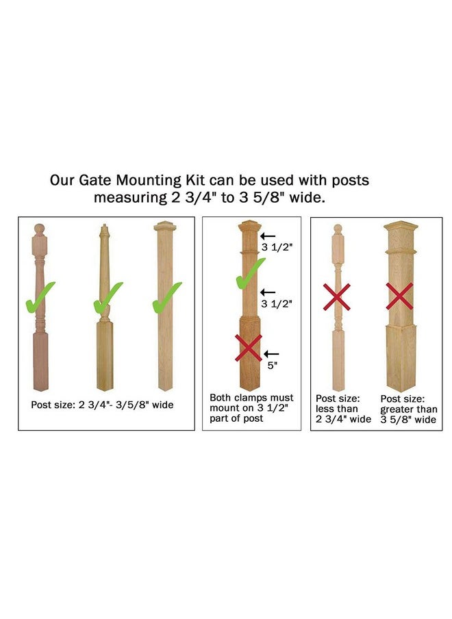Safety Innovations No Hole Stairway Baby Gate Mounting Kit Fits Posts From 2 34 Inches To 3 58 Inches Wide With Square Or Round Tops No Adhesives On Or Screws In Your Posts (1Pack)  - Image 3