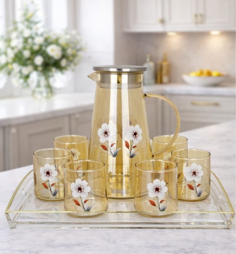 Radin Water Set Of Eight Pieces Six Glass With One Jug For Water Juice Milkshake - Image 2