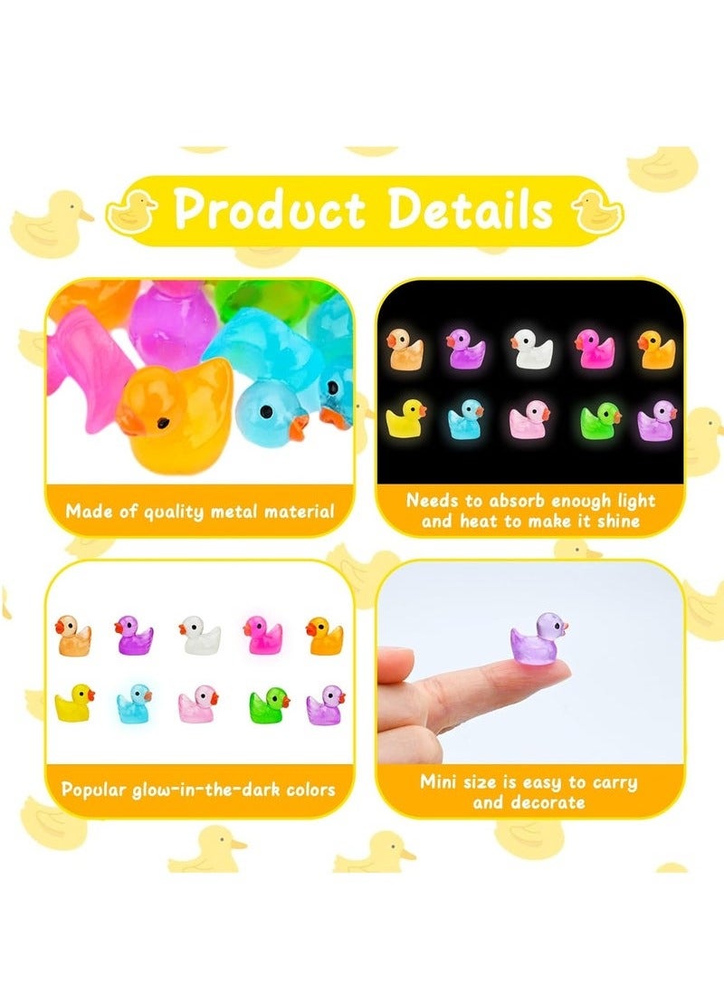 100 قطعة من البطات الصغيرة اللامعة المصنوعة من الراتنج، تماثيل مضيئة ملونة، زينة للحدائق على شكل بط صغير، زينة للحدائق ذات المناظر الطبيعية الصغيرة لمنزل الدمى، تمثال للحديقة، حرفة تزيين المناظر الطبيعية - Image 5