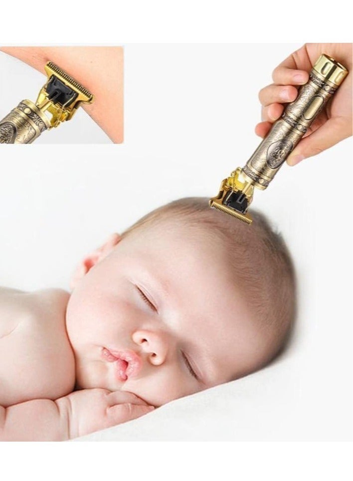 ELTRAZONE T9 Trimmer for Men Hair Zero Gapped Clipper Professional Cordless Haircut Electric USB Charging Beard Trimmer for Men Wireless Rechargeable Personal Hair Men Grooming Beard Liner, Gold - Image 3