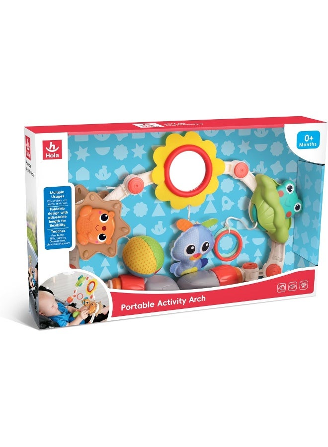 HOLA Portable Activity Arch For Babies – Adjustable Stroller, Car Seat, Or Crib Toy With Interactive Rattles, Teethers, Mirror, And Sensory Toys For Fine Motor Skills And Cognitive Development 0M+  - Image 5