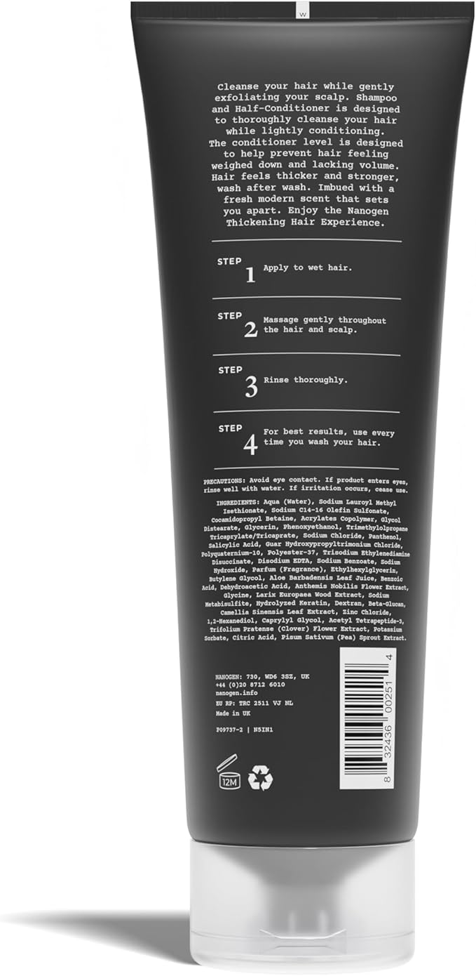 Nanogen Thickening Shampoo and Half Conditioner for Men 240ml Sensitive deep cleansing with Salicylic acid and Hair Growth Ingredients to encourage hair growth Can use with Minoxidil treatment - Image 3