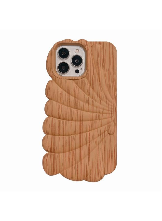 اس-توب جراب لهاتف iPhone 12 Pro مصنوع من مادة TPU على شكل صدفة خشبية - Image 1