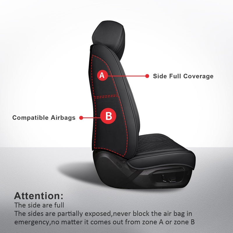 MIROZO Seat Covers Full Coverage,Waterproof Car Seat Covers Full Set Leather Car Seat Protector Automotive Seat Covers Universal Vehicle Cushion Cover Fit for Cars SUV Pick-up Truck(Black,Full Set) - Image 2