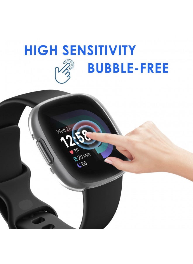 NANW حافظة واقية للشاشة من NANW مجموعة 4 قطع متوافقة مع Fitbit Sense 2/Versa 4، حواف TPU ناعمة مغطاة، حافظة واقية كاملة لساعة Versa 4/Sense [مقاومة للخدوش] - Image 2