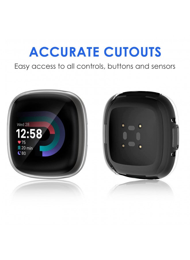 NANW حافظة واقية للشاشة من NANW مجموعة 4 قطع متوافقة مع Fitbit Sense 2/Versa 4، حواف TPU ناعمة مغطاة، حافظة واقية كاملة لساعة Versa 4/Sense [مقاومة للخدوش] - Image 4