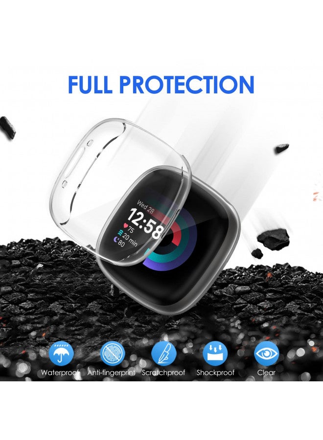 NANW حافظة واقية للشاشة من NANW مجموعة 4 قطع متوافقة مع Fitbit Sense 2/Versa 4، حواف TPU ناعمة مغطاة، حافظة واقية كاملة لساعة Versa 4/Sense [مقاومة للخدوش] - Image 3