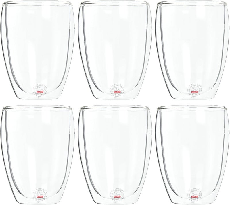 Bodum 12oz Pavina Double Wall Insulated Tumbler, High-Heat Borosilicate Glass, Set of 6, Clear - Image 2