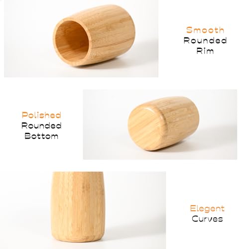 ABBI NIMO Natural Bamboo Toothbrush Holder, Simple Minimal Cylindrical Tumbler for Bathroom Countertop, Unbreakable Makeup Brush or Pen Organizer, Desktop Accessory - Image 3