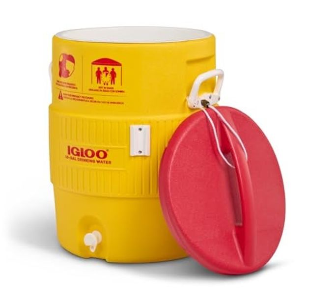 Igloo 10 Gallon Industrial Beverage Cooler, Yellow/Red/White - Image 5