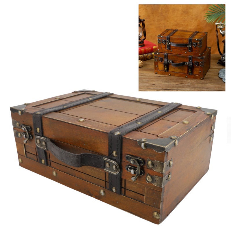 Vintage Decorative Suitcase: Synthetic Wood With Cr Plated Secure Lock - Versatile Storage Box for Home Decor, Photoshoot Props, Theme Parties, Gifting - Image 2