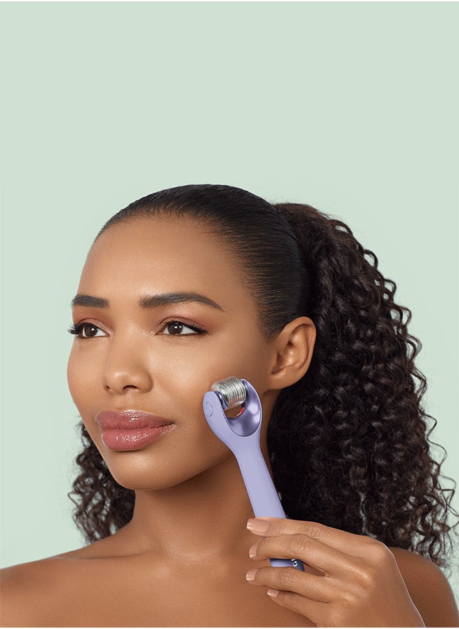 GESKE SmartAppGuided Microneedle Face Roller, 9 in 1, with Rose Quartz, Microneedling, Professional Micro Needling Device, Needle Roller, Beauty Roller Face, Micro Needling Roller, Purple  - Image 3