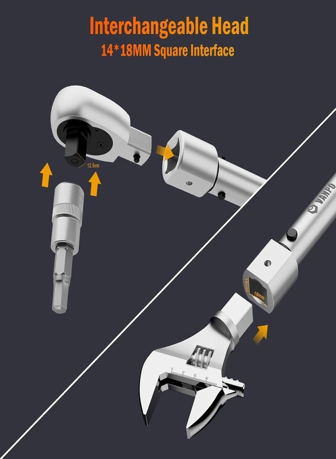 VANPO 1/2" Adjustable Torque Wrench, 10-170 Ft-Lb, 38mm Jaw & Ratchet Head - Image 2