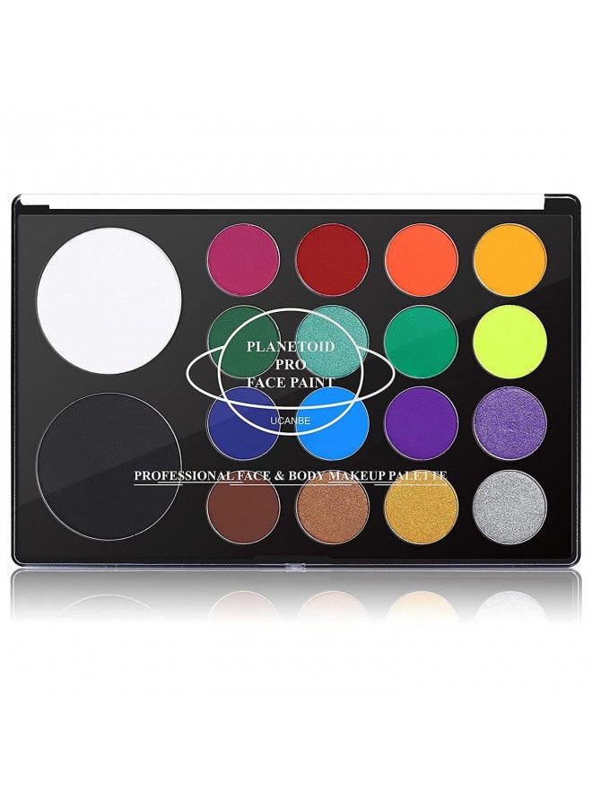 UCANBE Face & Body Paint, Water Activated SFX Makeup Palette - Extra Large White & Black Pan, Professional 18 Color Safe Non Toxic Art Painting Kit for Halloween, Cosplay, Parties, Theater & Stage - Image 1