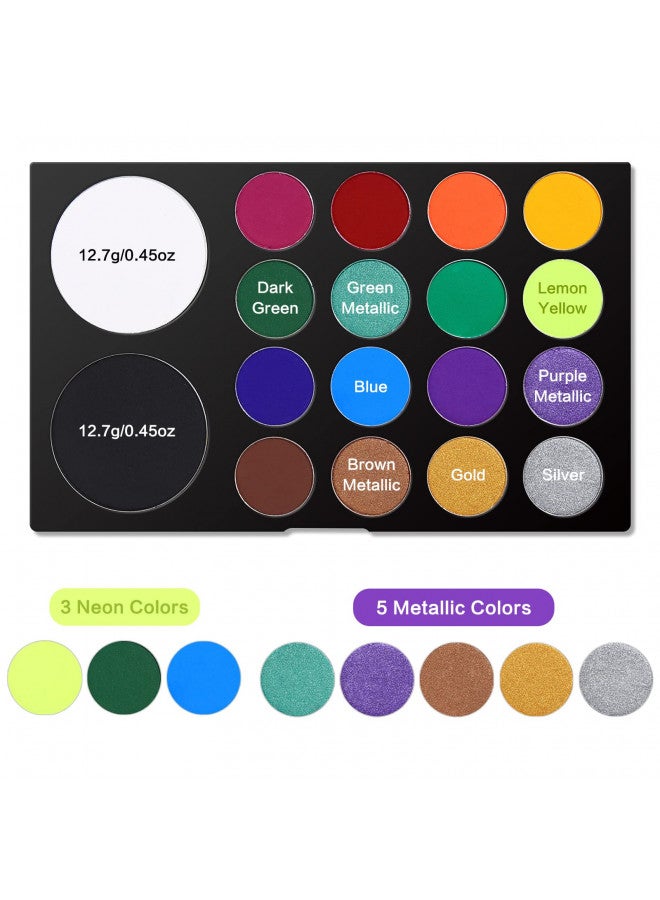 UCANBE Face & Body Paint, Water Activated SFX Makeup Palette - Extra Large White & Black Pan, Professional 18 Color Safe Non Toxic Art Painting Kit for Halloween, Cosplay, Parties, Theater & Stage - Image 5