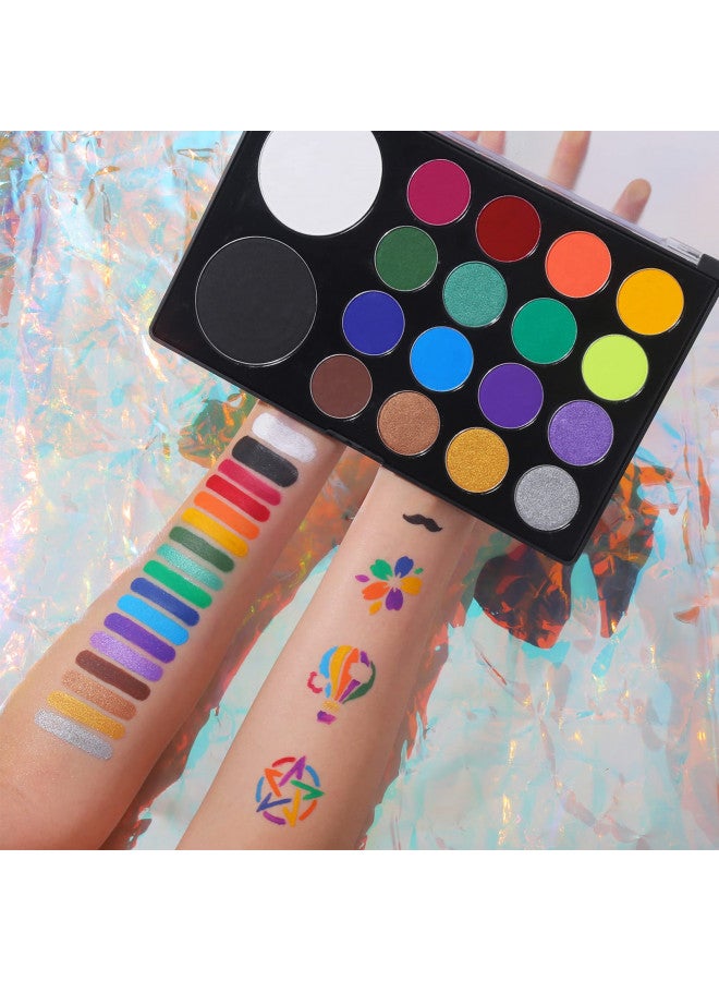 UCANBE Face & Body Paint, Water Activated SFX Makeup Palette - Extra Large White & Black Pan, Professional 18 Color Safe Non Toxic Art Painting Kit for Halloween, Cosplay, Parties, Theater & Stage - Image 2