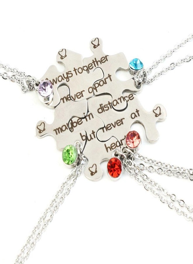 Ximerinf BFF Necklace for 5 6 Stainless Steel Friendship Puzzle Sister Necklace, Large, Stainless Steel, No Gemstone - Image 1