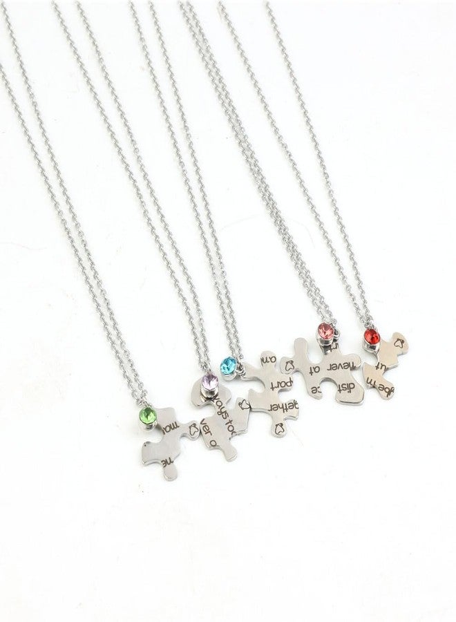 Ximerinf BFF Necklace for 5 6 Stainless Steel Friendship Puzzle Sister Necklace, Large, Stainless Steel, No Gemstone - Image 2